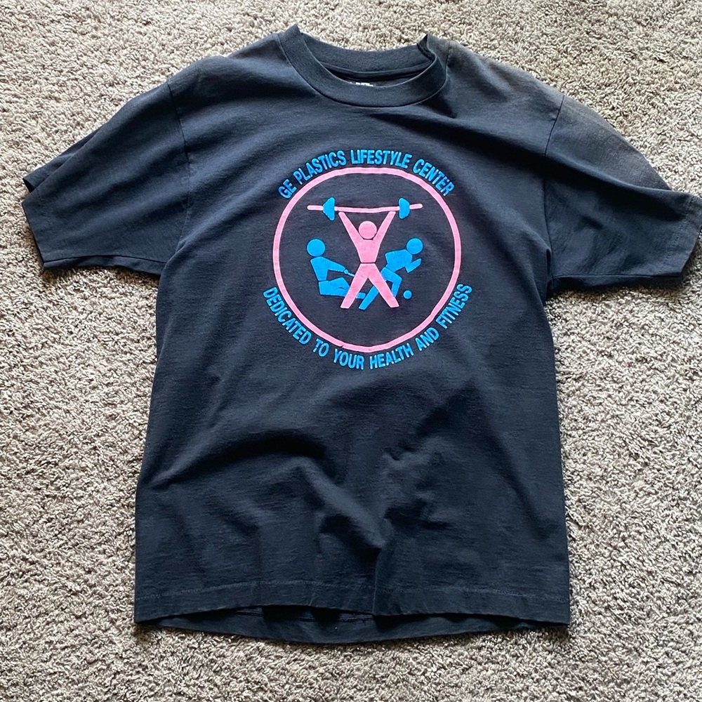 Screen Stars Black and Pink Short Sleeve Tee